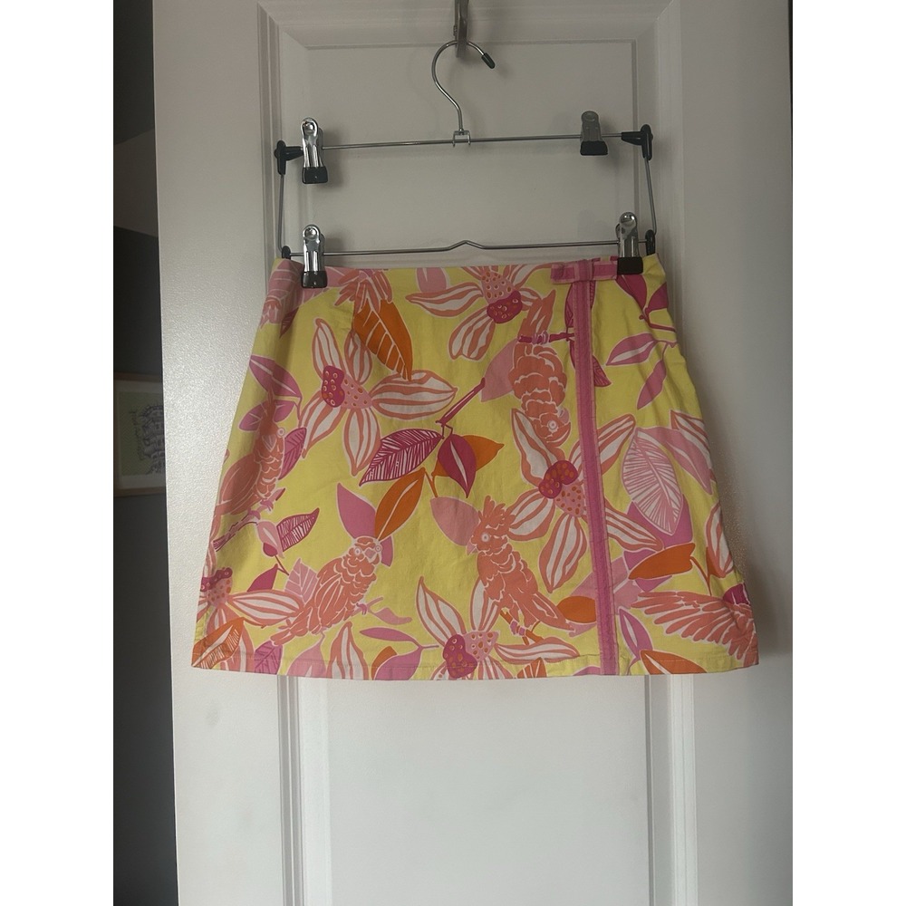 VTG Lilly Pulitzer Pacific Wing Parrot Print Skirt Tropical Preppy Size 4